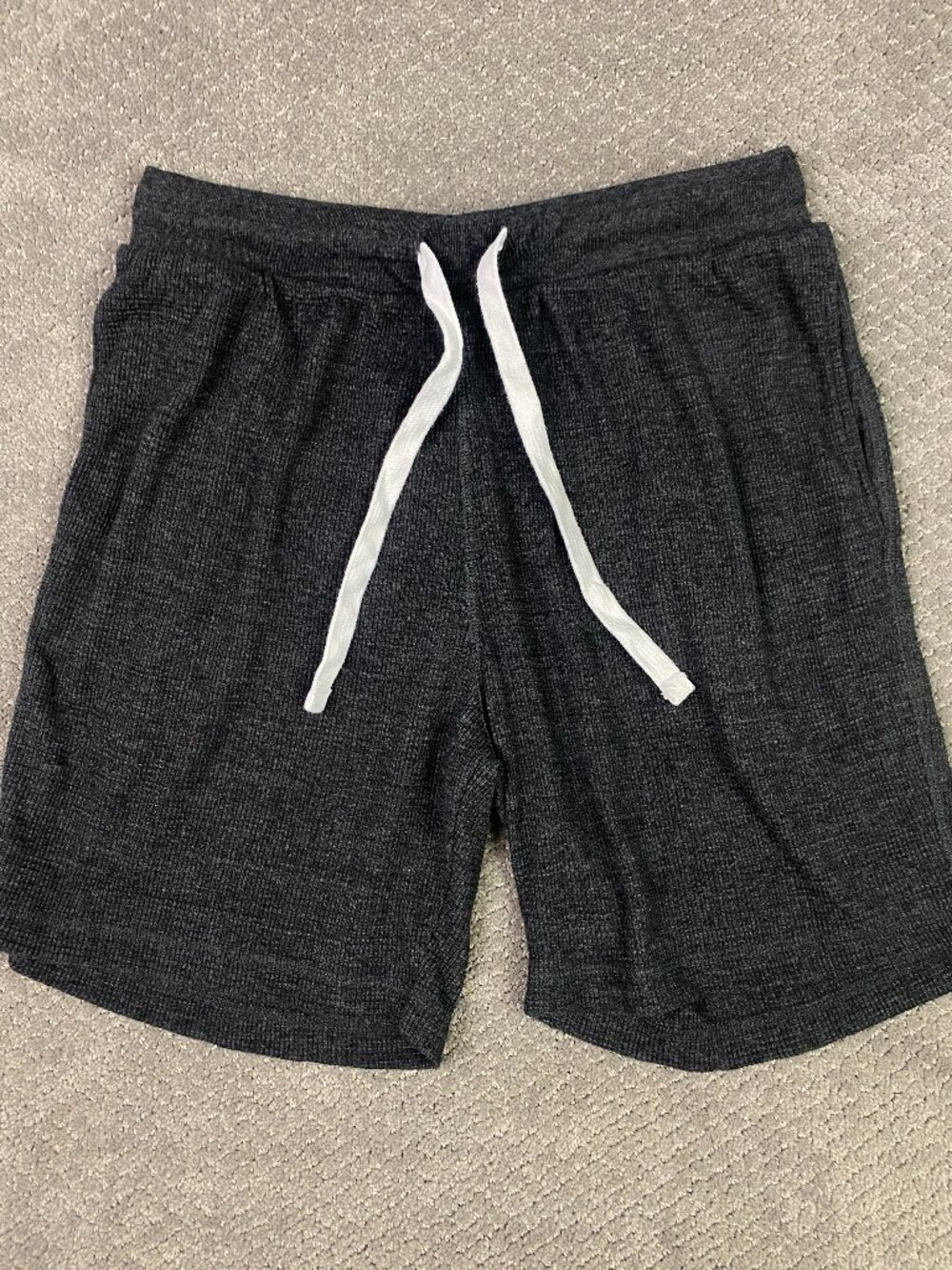 Gustin Shorts Mens Large Gray Charcoal Waffle Knit Drawstring Gym Running Lounge